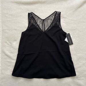 French Connection black lace trim top